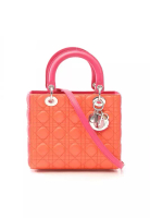 Christian Dior Pre-Loved Christian Dior LADY DIOR lady dior Handbag bicolor leather orange Pink purp