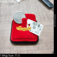 Emas 916,Cincin Love Crmi Mid Small 0.5cm Design:7897<M0G5B>91617(M9)-Size: 17.5