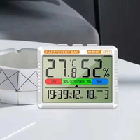 Termometer Hygrometer Digital Ruangan Suhu Kelembapan Jam Alarm Kalender Layar Besar Akurat Monitori