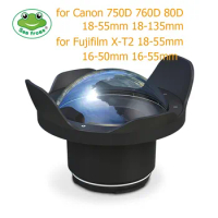 Underwater 40m Wide Angle Lens Dome Port For Sony A7R III Canon 750D 760D 80D Fujifilm X-T2 Camera Housing Case Fisheye