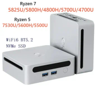 SZBOX Ryzen 7 5825U 5800H 4800H 7530U 4700U 5600H Mini PC WiFi6 BT5.2 Windows 11 DDR4 3200Mhz NVMe SSD Gaming Desk Computer