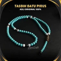 Tasbih 99 Butir Batu Akik Kristal Alam Pirus Biru Natural ASLI 100% Original by Riza Craft