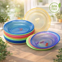 (6PCS) PIRING MAKAN PLASTIK WARNA 9 INCHI VIOLA Biru