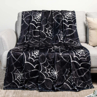 Halloween Spider Web Flannel Blanket, Gift for Children and Adults, Office Blanket, Exclusive for Cr