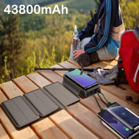 Fast Qi Wireless Charger Solar Power Bank 43800mAh PD 20W Fast Charging Powerbank for iPhone 15 14 Samsung S23 Xiaomi Poverbank