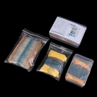 300/600pcs 1/4W kim loại điện trở Kit 1% 0.25W điện trở Kit 10Ω ~ 1MΩ máy bay điện tử Kit