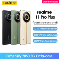 Realme 11 Pro Plus 5G Smartphone Dimensity 7050 6.7'' AMOLED 200 MP Camera 5000 mAh NFC Mobile Phone