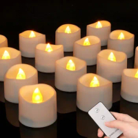 12/24Pcs Tealights Candles with Remote Control Fake Flameless Flickering Tealights Electric LED Candles Tea Lights Home Decor
