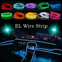 1M/2M/3M/5M Car Ambient Light Neon EL Wire Flexible LED Decoration Accessories Interior Strip Tube Rope Lights For DIY Lamp