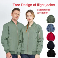 Stand Collar Shell Jacket Spring and Autumn Thin Baseball Uniform Pilot Jacket Jacket Flight Suit Men's and Women's Trench Coat