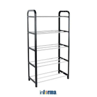 promo Informa Rak Sepatu Compact 5 Tier Shoe Rack Black 42x20x79cm Penyimpanan Plastik