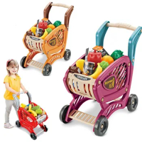 Children's simulation fruit and vegetable shopping cart suit supermarket shopping trolley cash register house toys