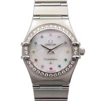 【二手名牌BRAND OFF】OMEGA 歐米茄 銀色 不鏽鋼 鑲鑽 Constellation mini Iris 石英腕錶 1460.79
