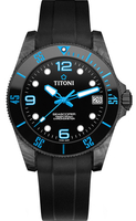 TITONI 梅花錶 SEASCOPER 600 陶瓷錶圈 瑞士天文台官方認證 潛水機械腕錶(83600C-BL-256)-42mm-黑面膠帶【刷卡回饋 分期0利率】【APP下單22%點數回饋】