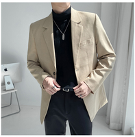 FINDSENSE X  男士修身格子垂感西裝西服韓系極簡輕熟風服外套