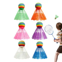 Shuttle Badminton Hit-Resistant Badminton Toy Balls 6pcs Colorful Training Shuttlecocks For Youth Players Indoor &amp; Outdoor