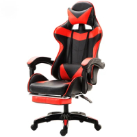 Gaming Chair PVC Household Armchair Ergonomic Computer Office Chairs Lift and Swivel Function Adjustable Footrest