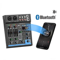 M4 4 Channel Audio Mixer Bluetooth Mini Sound Card Audio DJ 16 Digital Effects Noise USB Recording Reduction Console for Singing
