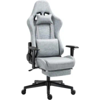 Gaming Chair with Footrest Massage Vintage Leather Ergonomic Office Computer Chair Racing Desk Chair Reclining Adjustable