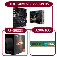 【ASUS 華碩】組合套餐(AMD Ryzen 9-5900X處理器+華碩TUF GAMING B550-PLUS主機板+美光 3200MHz 16G記憶體)