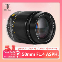 TTArtisan Full Frame 50mm F1.4 ASPH. Camera Lens for Photography with Sony E Nikon Z Canon RF Sigma L Mount A7RIII R5 R6 Z6 Z7