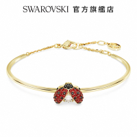 SWAROVSKI 施華洛世奇 Idyllia 手鐲瓢蟲, 紅色, 鍍金色色調