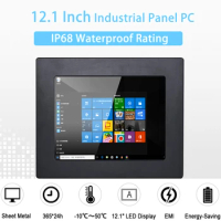 HUNSN IP68 Full Waterproof 12.1 Inch Industrial All in One Panel PC, Intel J1900, Resistive Touch Screen, Windows 10 Pro, APW18