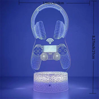 PS4 Gamepad Night Light 3D Illusion Lamp Game Headset Light for Bedroom Decor LED Atmosphere Bedside Night Lamps Kids Gift