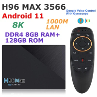 Android 11 TV Box H96 MAX 3566 DDR4 8G RAM 128G ROM RK3566 8K 2.4G/5G Dual WIFI 1000M Lan 4K Youtube 3D Set Top Box Media Player