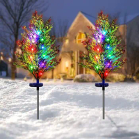 Solar Christmas Pine and Cypress Lawn Lights LED Festive Decorative Floor Lights Waterproof Solar Lights for Garden Decoration