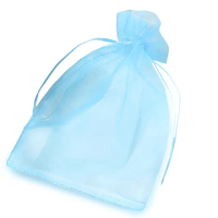 【心包裝】湖水藍網紗束口袋100只(分裝 透明 雪紗 抽繩袋 包裝袋 糖果袋 禮品袋 禮物 喜糖 首飾 飾品袋)