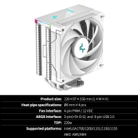 [Trend]DeepCool AK400 Digital Display White CPU Processor Cooler 4 Heat s 120Mm Cooling Fan Radiator
