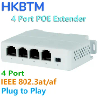 HKBTM 4 Port PoE Extender Waterproof poe repeater for IP Port Transmission Extender for POE Switch NVR IP Camera