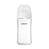 【愛吾兒】貝親Pigeon 第三代母乳實感寬口玻璃奶瓶240ml-純淨白(M奶嘴)
