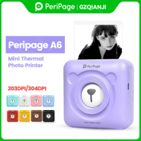 PeriPage 304dpi Mini Printer Bluetooth A6 Thermal Label Sticker Photo Printer Navidad Impresora Multiple Colors Android IOS Gift