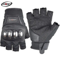 SUOMY Fingerless Gloves Summer Motorcycle Gloves Breathable Motorbike Half Finger Glove Dirt Bike Cycling Bicycle Glove Guantes