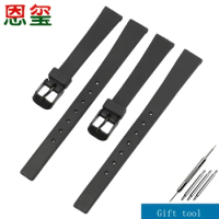 Black Silicone Watch Strap Small Size Female's Bracelet Pin Buckle Suitable For Casio LQ-130 LQ-140 Wristband