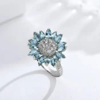 Stylish Engagement Ring Female Proposal Ring Bridal Women Sunflower Shape Engagement Ring Jewelry Dress Up