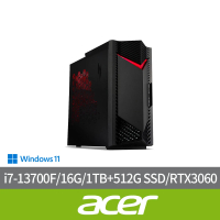 Acer 宏碁 i7獨顯RTX電競電腦(N50-650/i7-13700F/16G/1TB+512G SSD/RTX3060 12G/W11)