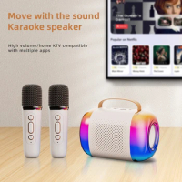 Wireless Karaoke Bluetooth Speaker for Kids Karaoke Home KTV Microphone Speaker RGB Colorful Led Light