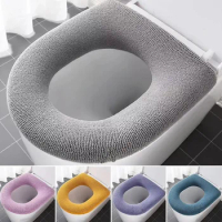 Soft Winter Warm Toilet Seat Cover Thicken Closestool Knitting Mat Toilet Pad Cushion Washable Bidet Covers Bathroom Accessories