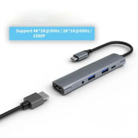 5-in-1 Type C HUB Adapter Dock USB C To HDM USB 3.0 PD Power Converter for IPad Pro 11/12.9 2018 Samsung Dex Station MacBook Pro