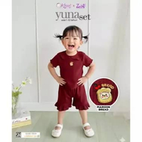 KAZEL x Zebe Yuna Set - Setelan Anak Perempuan L Maroon Bread