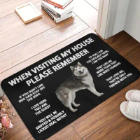 Siberian Husky Doormat Non-Slip Kitchen Bath Mat Garden Garage Floor Door Entrance Carpet Rug