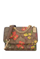 Coach Coach 迷你 Klare 花卉印花簽名帆布斜背包 - 棕色