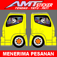 Stiker + One Way + Kaca Samping Truck Canter Gambar Kartun Bisa Custom