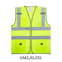 Reflective Vest Highlight Women Reflective Safety Jacket Engineer Vest for Airport Traffic Workers Racing Running Sports