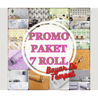 PAKET 7 ROLL / BAYAR DI TEMPAT | Terlaris Wallpaper Sticker Dinding Murah Motif Serat Kayu Putih Abu