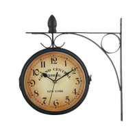 跨境貨源歐式鐵藝復古創意家居 壁鐘雙面掛鐘表double side clock