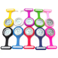 2021 Fashion Silicone Nurse Watch Solid Color Digital Display Dial Nurse Brooch Pin Pocket Electric Watch Gifts Decor Accessory